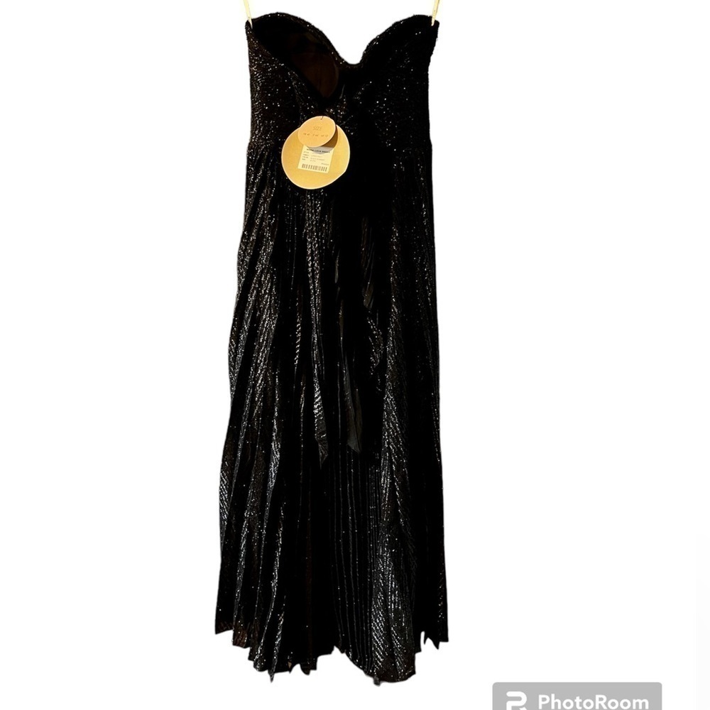Nwt Maria Lucia Hohan Venus Strapless Metallic Plisse Midi Dress - Size 8 - Picture 9 of 16